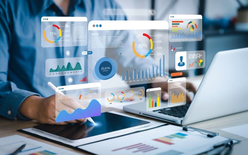 Dashboard tecnológico moderno representando el software empresarial de DigitalTesh